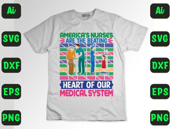 America’s Nurses Beating Heart Graphics for T-Shirt Designs