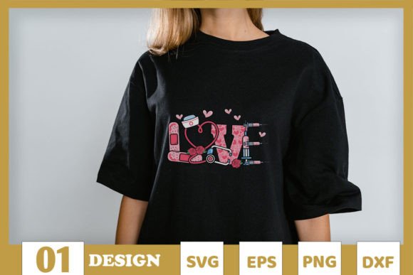 LOVE Stethoscope Nurse Valentine Graphics for T-Shirt Designs