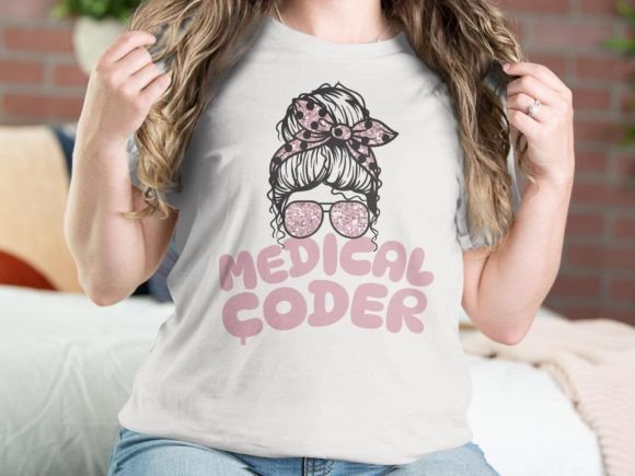 Medical Coder Billing Messy Bun Graphics & T-Shirt Designs